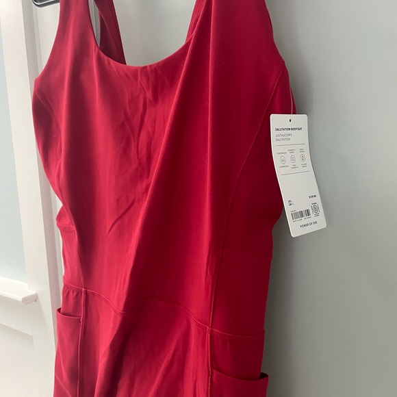 NWT Athleta Salutation Bodysuit 7/8 Clover Berry L - Picture 6 of 9
